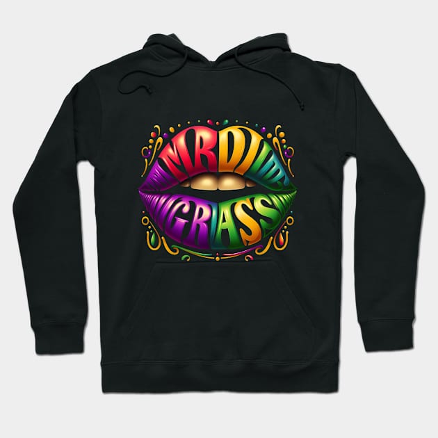 Mardi Gras Lips Hoodie by ANSAN